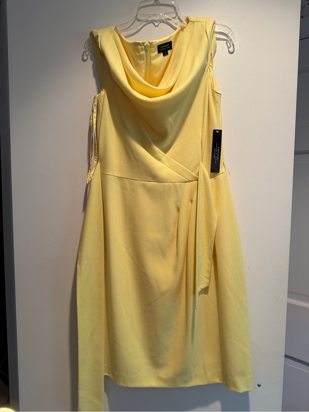 Tahari Yellow Cowl Neck Midi Dress NWT